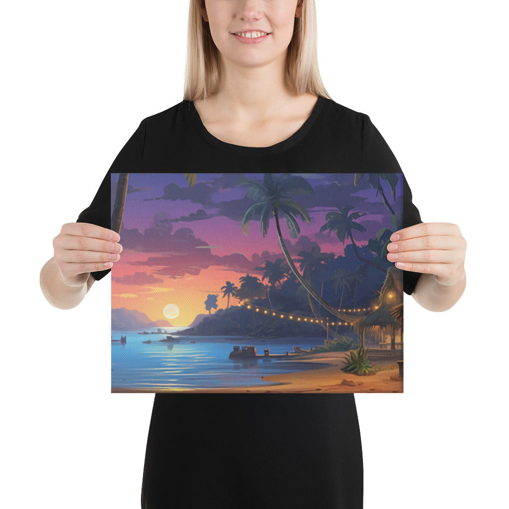 Polynesian Sunset Village - Canvas Giclee