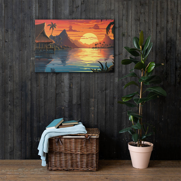 Polynesian Village at Sunset II - Canvas Giclee