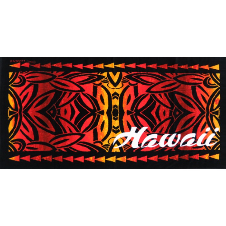 Hawaiian Red Tapa Beach Towel